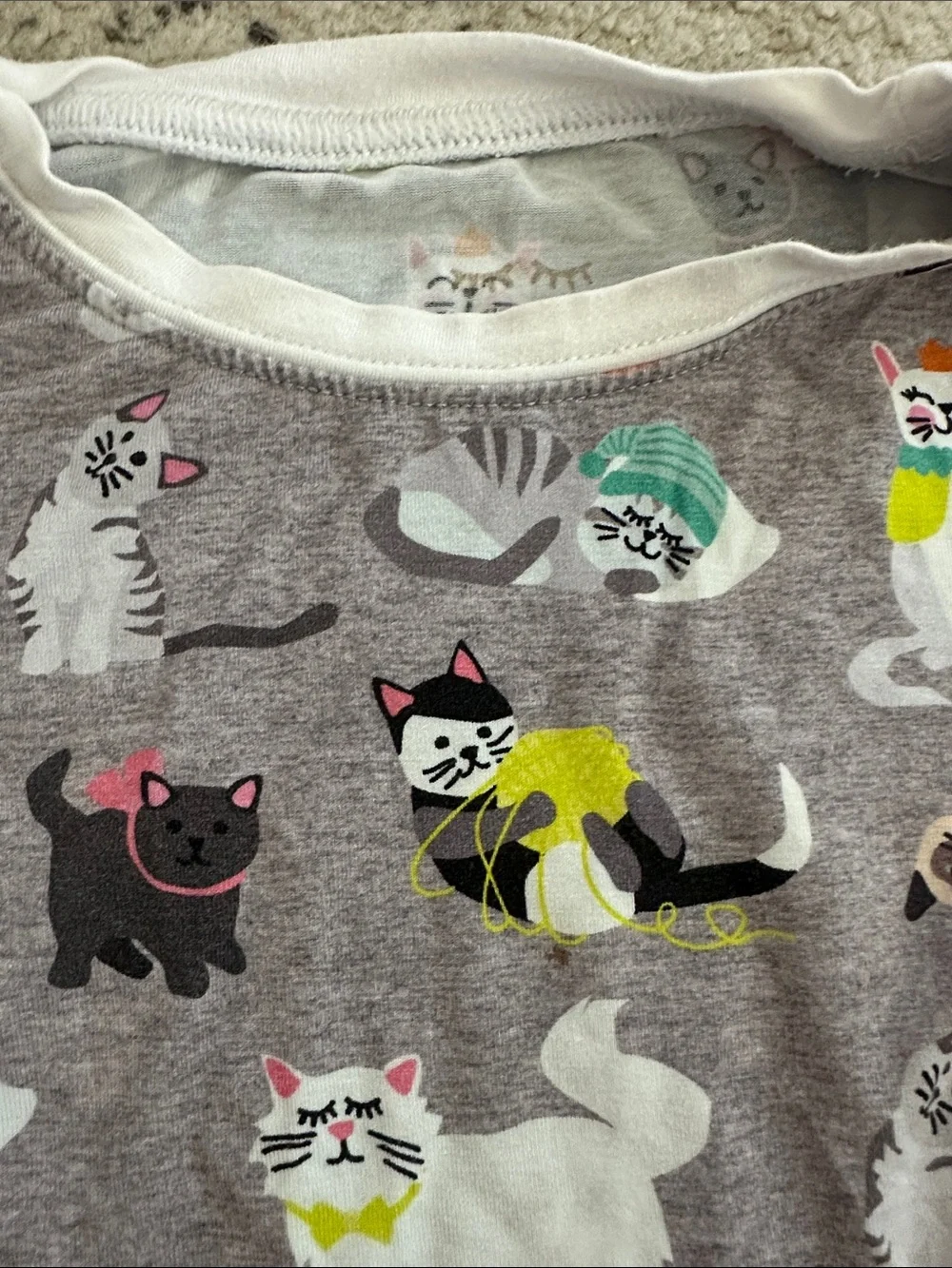Little Sleepies Gray Cat Print Footed One-Piece Pajamas